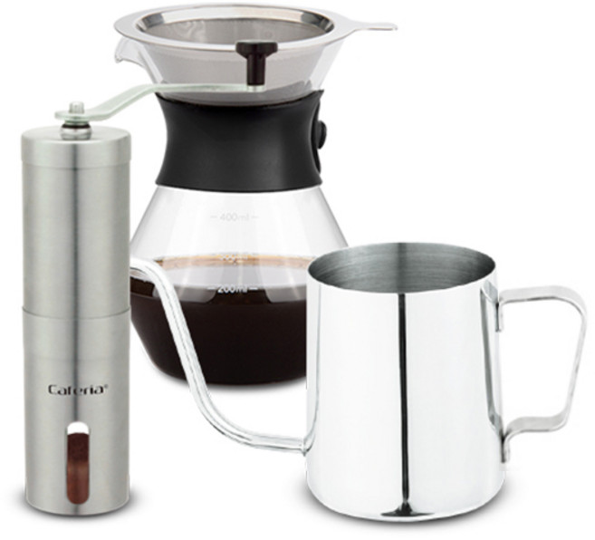 카페리아 세라믹날 커피밀 세트, 카라페 드립세트(400ml) + 커피드립피쳐(350ml), 750ml, 1세트