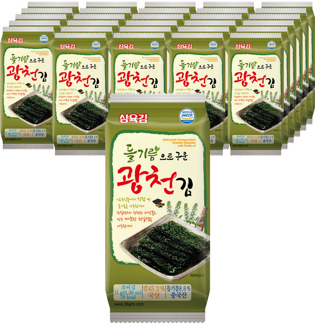 삼육김 들기름으로 구운 광천김, 11g, 30개