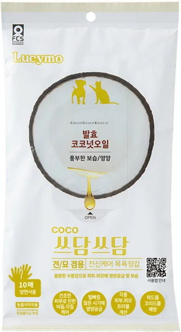 루시모 코코쓰담쓰담 반려동물 영양보습케어 목욕장갑, 10개입, 1개 - 쿠팡