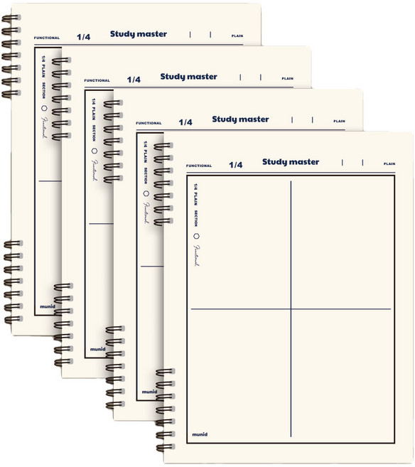 뮤니드 It spring 좌철 4분할 컬러 수학 노트, 아이보리, 4개