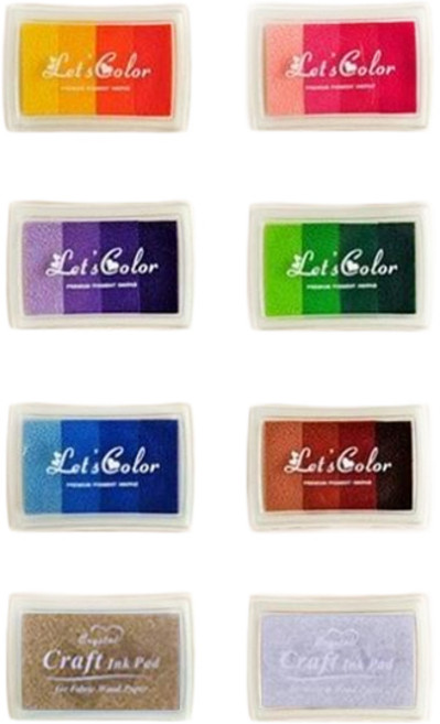 꾸꾸까까 펄 그라데이션 스탬프 잉크패드 8종 세트, 혼합색상, 1세트