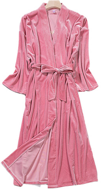 소중한 당신에게 벨벳잠옷 목욕가운 L, 핑크, 1개