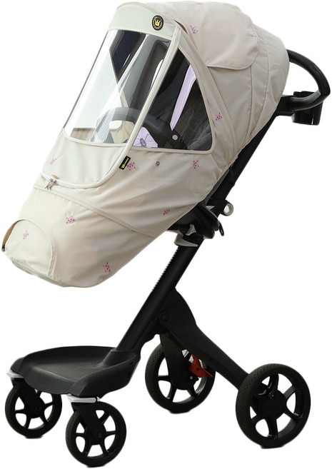 맘네스트 자수 방풍 디럭스 유모차 커버 S, 베이지 코랫, 1개