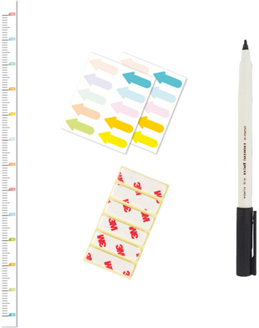연두앵두 키재기 자 + 네임펜 + 기록스티커 세트, 11 슬림컬러(키재기 자)