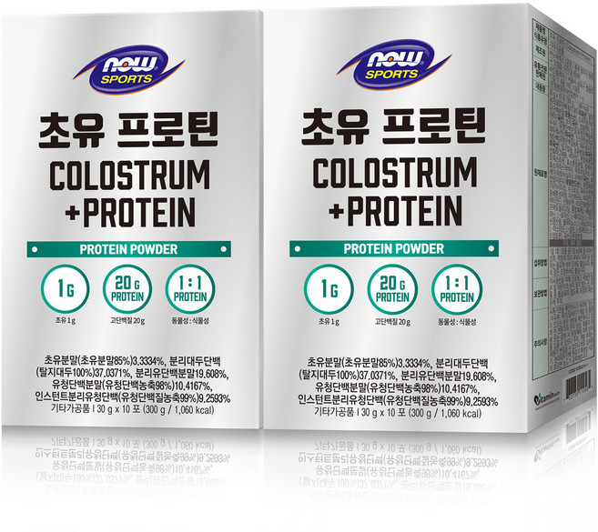 나우푸드 초유 프로틴 10p, 2개, 300g