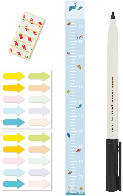 키재기 자 + 네임펜 + 기록스티커 세트, 바다