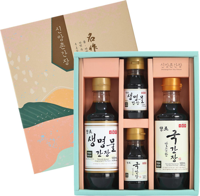 신앙촌 양조간장 선물세트 해피 6호 + 쇼핑백 1240ml, 1.24L, 1개