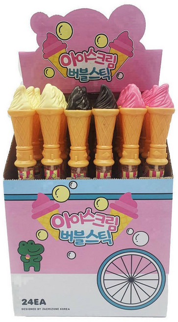 재미존 아이스크림 버블스틱 비누방울 3종 x 8p, 혼합색상, 1세트