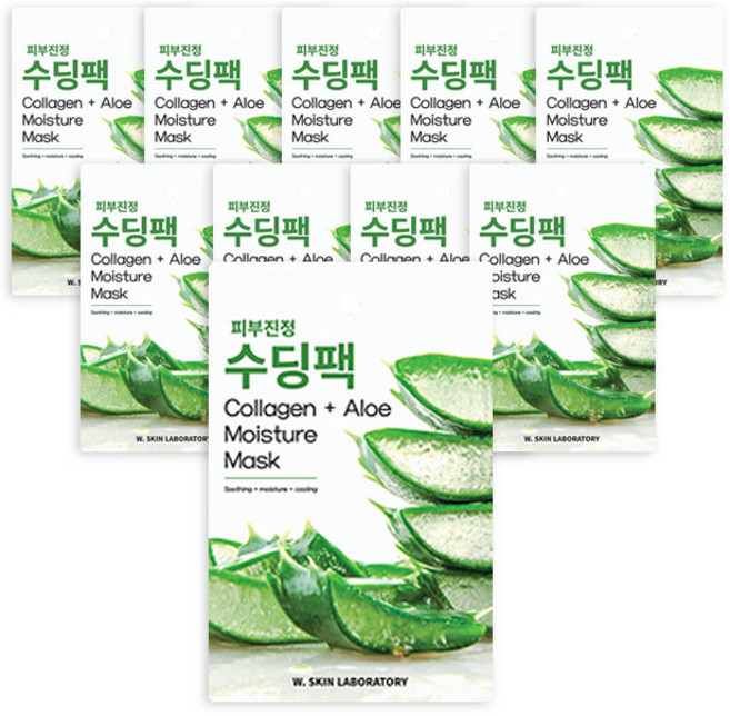더블유피부연구소 알로에 피부진정 수딩 마스크 22ml, 1개입, 10개