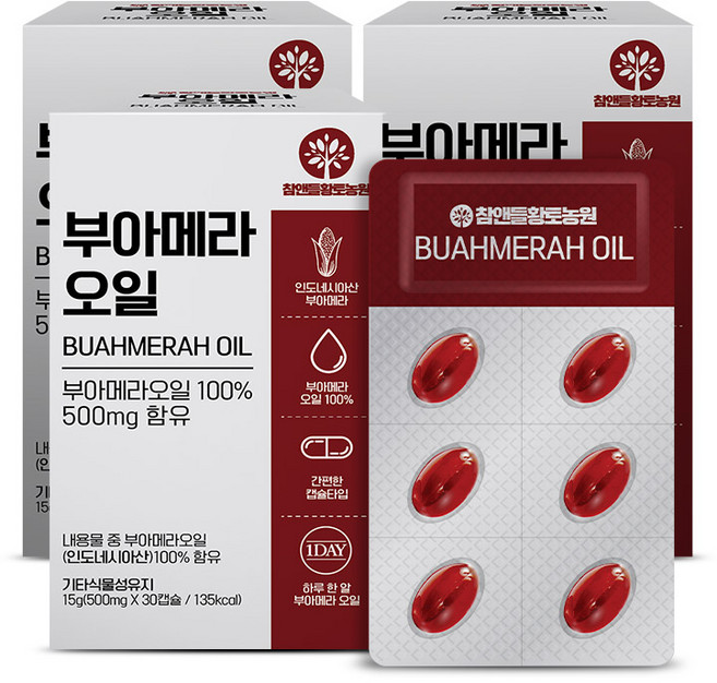 참앤들황토농원 부아메라오일 15g, 3개, 30정