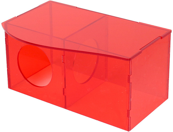 보라펫 햄스터 아크릴 미로 은신처 2룸형 소 드워프용, 올 빨강, 1개