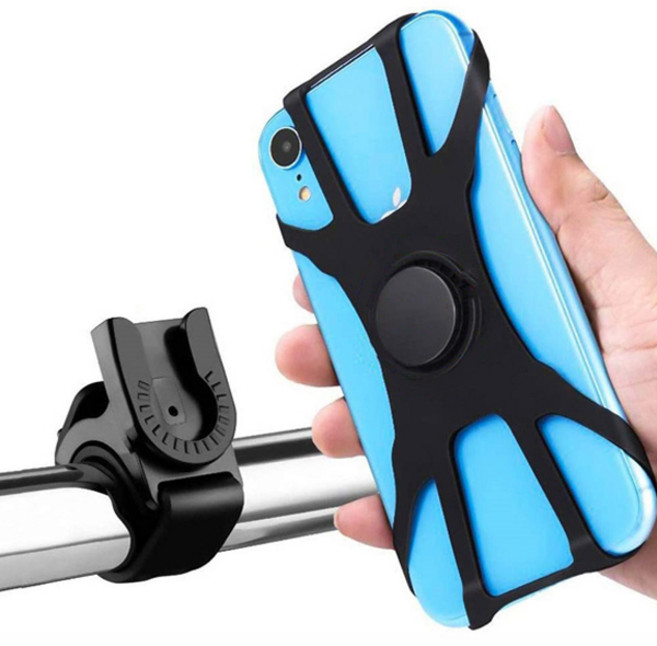 타바 360도 회전 자전거 실리콘 휴대폰 거치대 탈착형, 검정, 1개