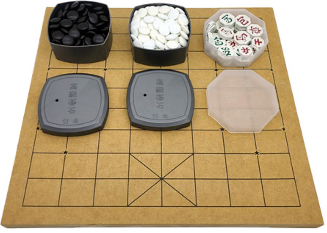 인효바둑 평판식 바둑판 25mm + 바둑알 + 장기알, 혼합색상, 1개