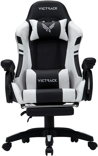 빅트랙 컴포트 게이밍 의자 A-01S, 블랙 + 화이트