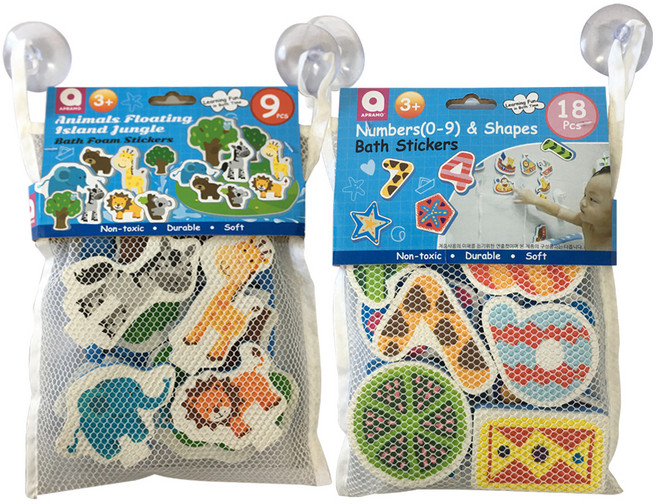 아프라모 붙혔다 떼었다 물스티커 테마파크 동물원 + 숫자 + 도형, 혼합 색상, 1개