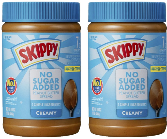 SKIPPY 吉比 香濃無加糖花生醬, 454g, 2罐