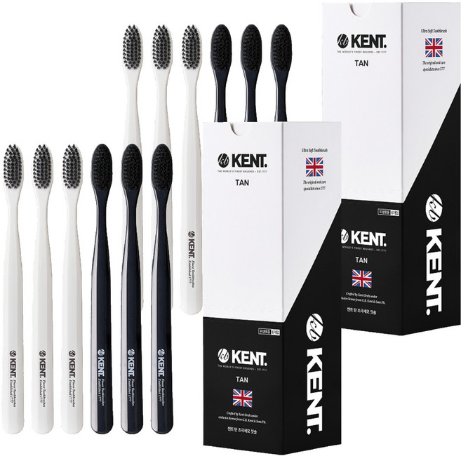 켄트 초극세모 칫솔 탄 2종, 6개입, 2개