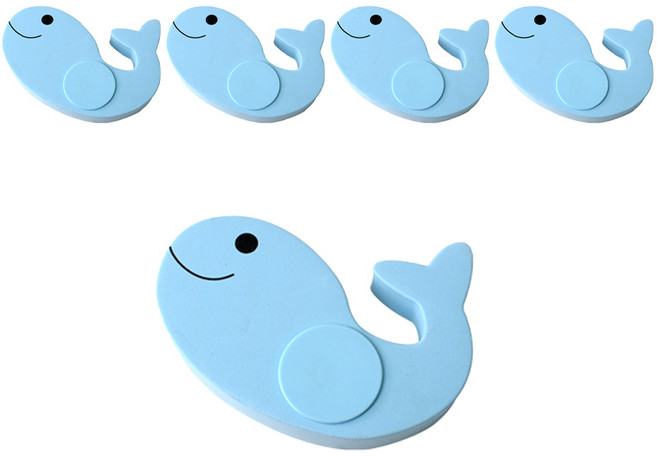 360도 고래 문닫힘방지 도어쿠션, 블루, 5개