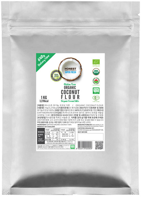 어니스트 100% 유기농 코코넛 가루, 1kg, 1개