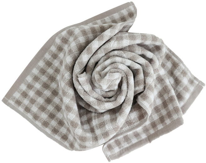 케이트가든 체크 수건 100g, 베이지, 1개