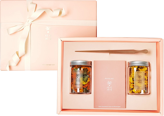 꽃다시피다 꽃차 2종 선물세트, 메리골드차 + 국화차 + 꽃차집게, 1개