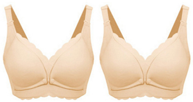 더블유비비 노와이어 플라워 단순 단추형 프릴브라 WBB1154 2p