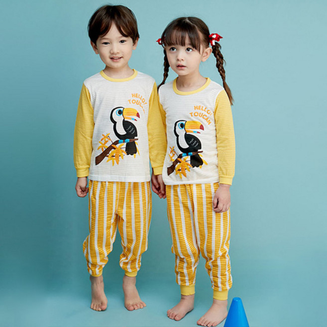 올로미미 아동용 헬로투칸 9부 자가드 실내복 상하 세트