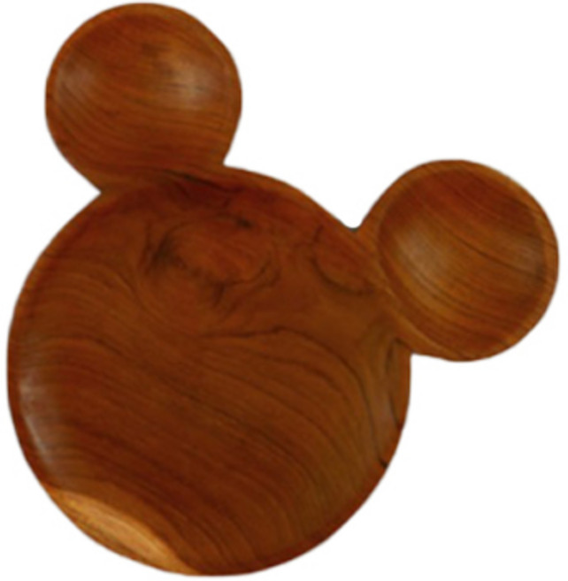 콤마유 티크 나무 마우스 접시 M, 다크브라운, 1개