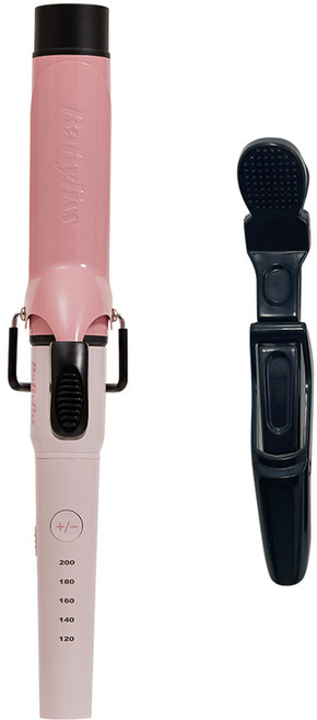 바비리스 슈퍼 스무스 글램 웨이브 세라믹 봉 고데기 36mm BCD2236K + 헤어 클립 세트, 핑크