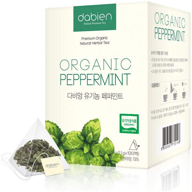 다비앙 유기농 페퍼민트차, 10개입, 1개, 1.1g