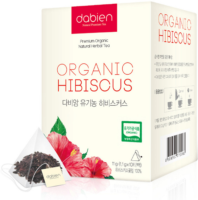 다비앙 유기농 히비스커스차 침출차 티백, 1.1g, 10개입, 1개