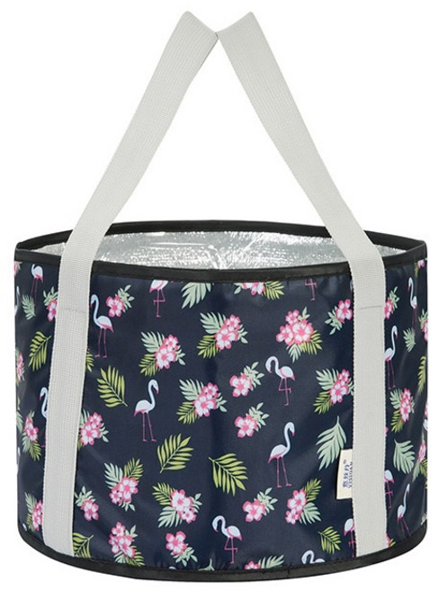 스카이에녹 써니네 초간편 휴대용 단열재 족욕기 06 네이비 블루 플라밍고 30 x 20 cm, 1개