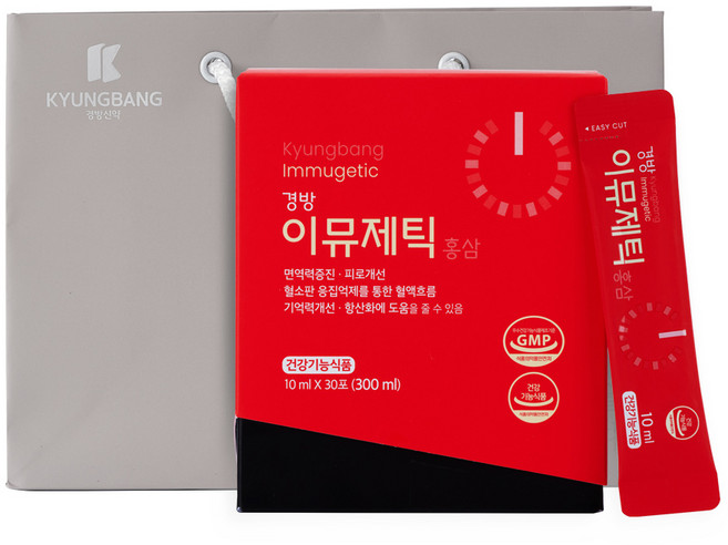 경방신약 이뮤제틱 6년근 홍삼 농축스틱 30p + 쇼핑백, 10ml, 1개, 30회분
