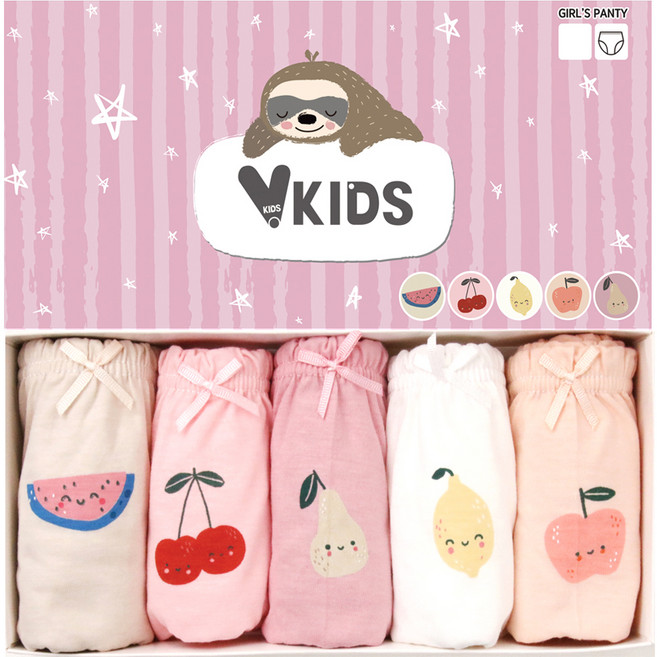 브이키즈 여아용 프룻 삼각팬티 5종 세트