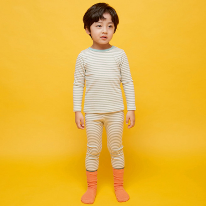 BAOBAB NAMU 童款條紋彈性棉質長袖家居服+家居長褲組
