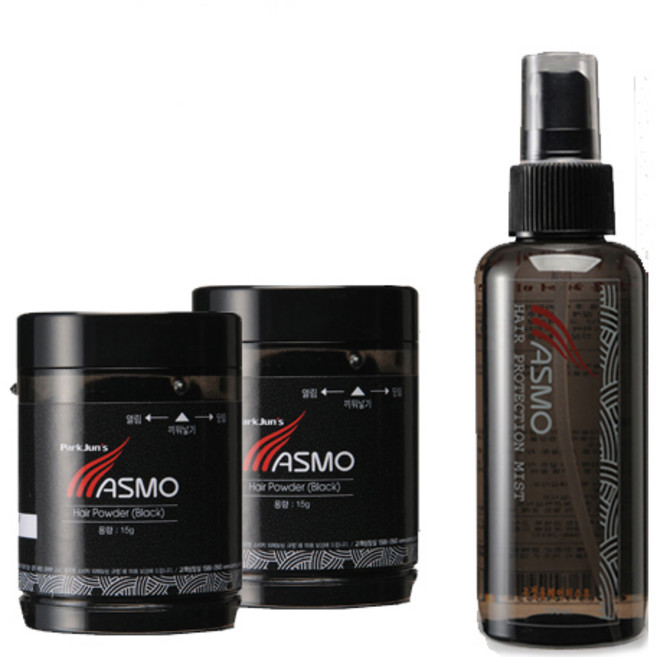 애즈모 흑채 파우더 15g x 2p + 브러쉬 세트, 1개, 1 흑색