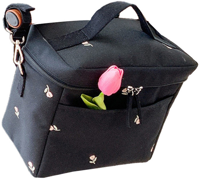 모아글로벌 프리미엄 베이직 유모차 가방 다용도 공간분리 파우치, 블랙 튤립, 1개