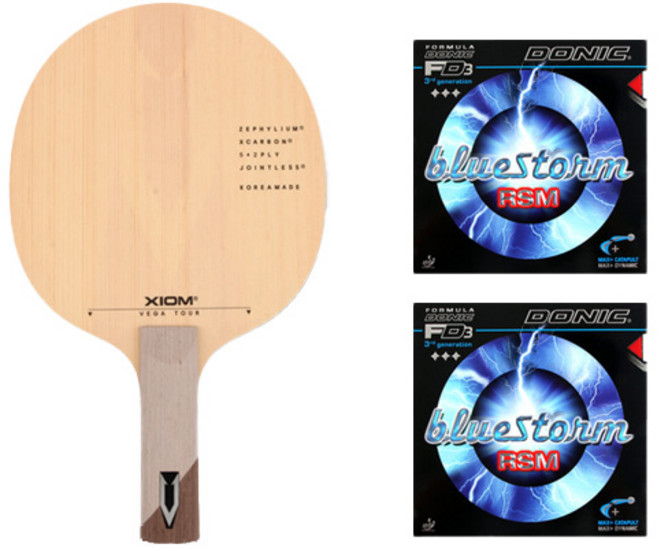 엑시옴 베가투어 ST 탁구 라켓 + 도닉 블루스톰 RSM 탁구 라켓 러버 2p, 1개