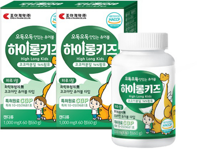 조아제약 하이롱키즈 츄어블 60g, 60정, 2개