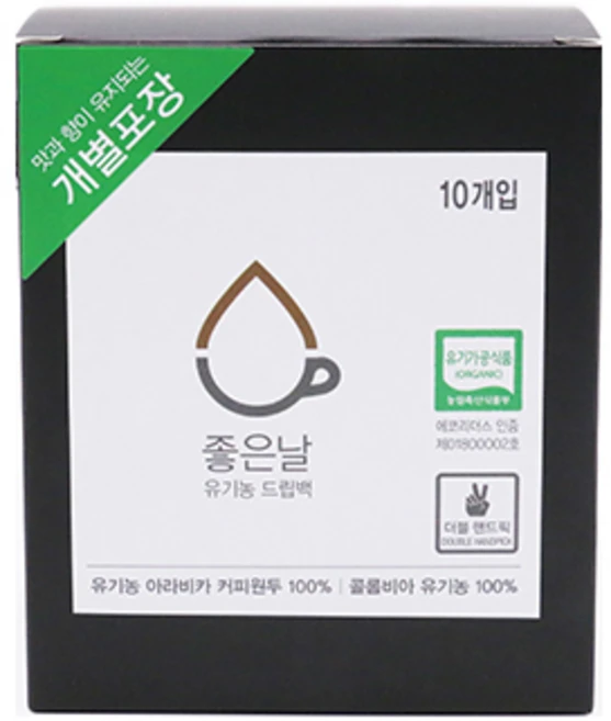 좋은날 유기농 드립백 커피, 9g, 10개입, 1개 - 쿠팡