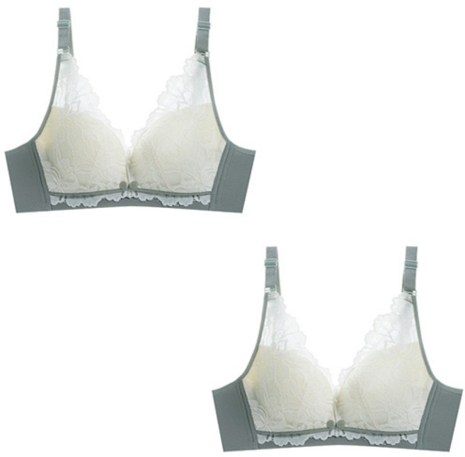 더블유비비 레이스 플라워 단추 수유 브라 WBA106 2p