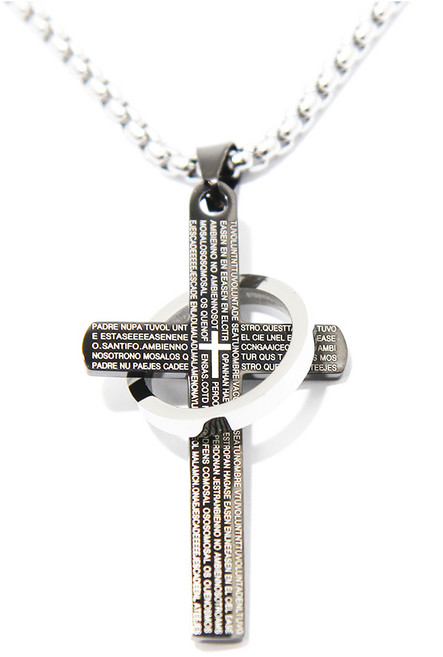 인디라벨 써지컬스틸 십자가링 목걸이