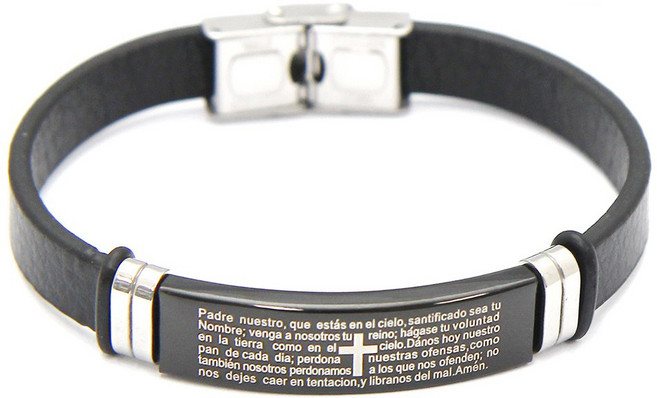 인디라벨 주기도문 십자가 가죽 팔찌