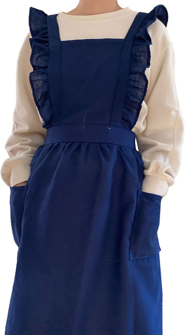 베러바이즈 여성용 프릴 레이스 다용도 롱 러블리 면 앞치마, 04 블루, 1개