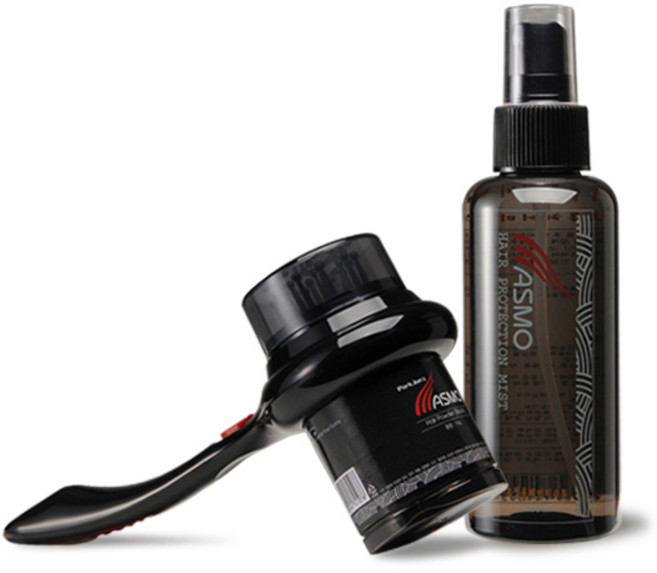 애즈모 흑채 파우더 15g x 2p + 브러쉬 세트, 네츄럴 흑색, 1세트