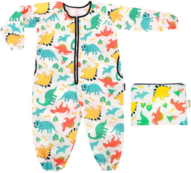 레인보우슈에뜨 유아용 전신 체험 미술요리 가운 + 파우치, 쥬라기월드