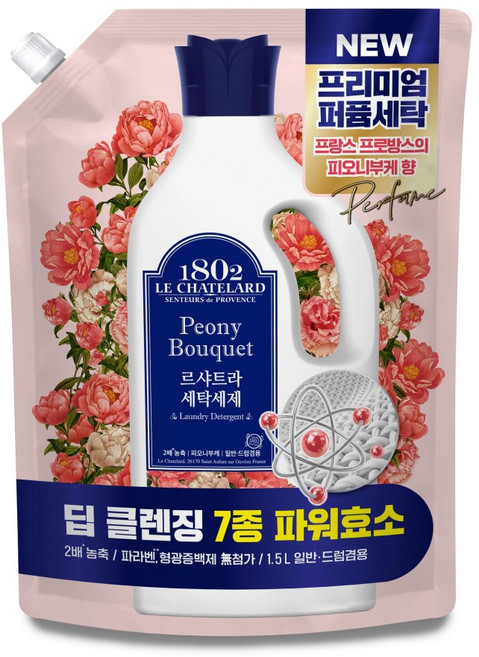 르샤트라1802 세탁세제 피오니부케 리필, 1개, 1.5L