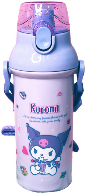 릴팡 아동용 쿠로미 앵커 블링블링 원터치 어깨끈 물통, 혼합색상, 480ml, 1개