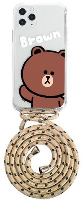 라인프렌즈 하이 목걸이 클리어 슬림 범퍼 휴대폰 케이스