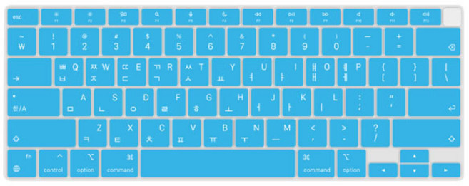 카라스 New Macbook Air Pro 15.4 MC118 / MC371 / MC372용 글자인쇄 칼라 키스킨, 블루, 1개